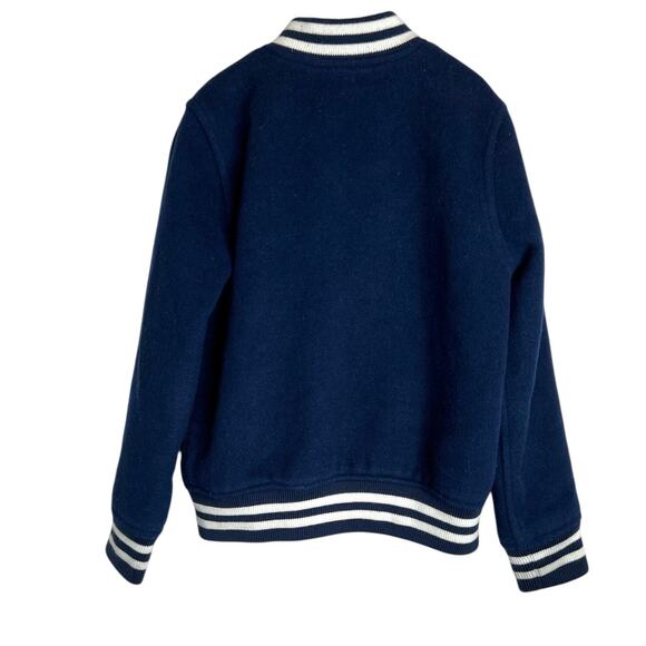GAP Kids Wool Blend Varsity Jacket Tapestry Navy Big Boy Size Medium 8-9 Years - Picture 2 of 7